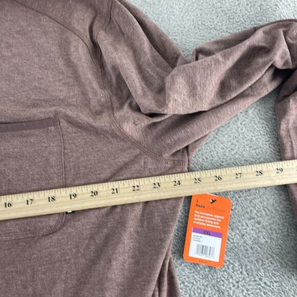 Bass Outdoor Mens XXL Long Sleeve Pocket Tee In Rum Raisin Color NWT 0957 - Picture 3 of 10